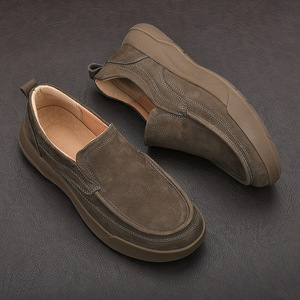 Mocassins en cuir véritable pour hommes, bout rond, à enfiler, semelle extérieure en caoutchouc respirant, semelle intermédiaire en EVA, chaussures décontractées toutes saisons - Product Image 2