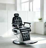 Fauteuil de barbier robuste et durable, rétro, inclinable, pivotant, hydraulique, pour salon de coiffure, poste de travail de coiffage