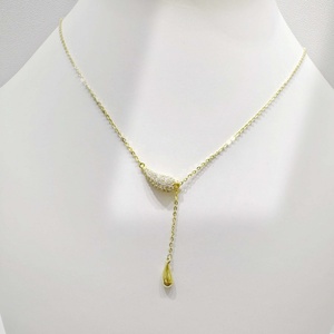 custom plata 925 sterling Silver Pear Cut zircon pendant <b>necklace</b> Minimalist gold plated summer water drop <b>necklaces</b> for women - Product Image 5