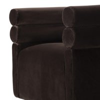 Fauteuil pivotant moderne de luxe en velours chocolat avec dossier coussiné pour salons et meubles design