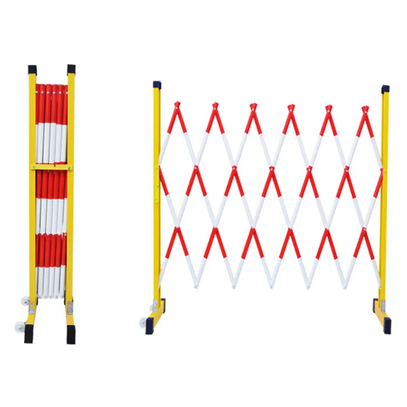 Atacado amarelo telescópica multidão segurança cerca/FRP dobrável telescópica guardrail Portátil Guardrail