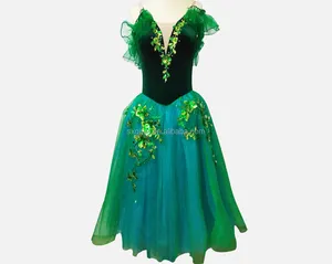 新款绿色天鹅绒长款薄纱连衣裙，适合成人专业 tulle 纱裙。新款 -- 16