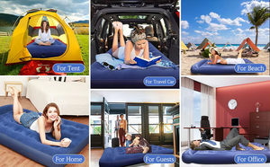 Camping Air Matelas Voyage Lit Coussin De Couchage Anti-Fuite <span class=keywords><strong>Gonflable</strong></span> avec Surface Épaissie Construit <span class=keywords><strong>Oreiller</strong></span> pour La Maison SUV Camion R - Product Image 4