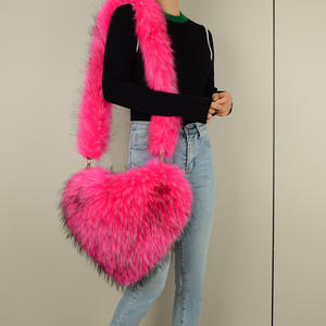 Sac à main vintage <span class=keywords><strong>Love</strong></span> pour femme, sac à bandoulière en fourrure mignon, automne-hiver 2026, grand sac à main en fourrure moelleux en forme de cœur - Product Image 1