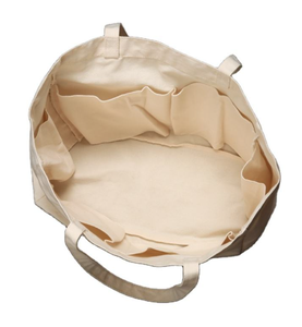 Bolsa de Compras de Lona de Algodón Natural Reciclada Personalizada, Bolsa de Lona con Múltiples Bolsillos - Product Image 5