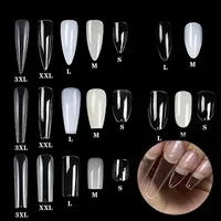 Aillsa 240 pièces/boîte Faux ongles carrés XXL/3XL extra longs en ABS, pré-conçus, sans courbe en C, pour manucure française à demi-couverture