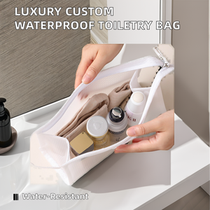 Shenzhen Factory Customizable Luxury Makeup Bags Waterproof <strong>Travel</strong> <strong>Toiletry</strong> Bag With Zipper Seal Black Printed Logos From China - Product Image 4