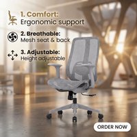 Nouvelle chaise de bureau à dossier moyen en maille avec dossier large confortable et repose-pieds pour poste de travail de cadre et de personnel