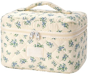 Large Capacity Puffy Toiletry <b>Bag</b> for Women Open Flat Make up Cosmetic Organizer with Handle - Product Image 1