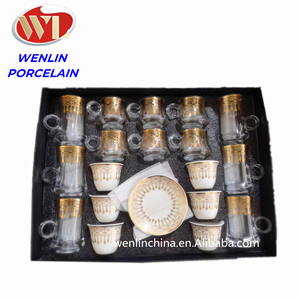 24 Uds nueva taza de té de vidrio juego de café de alta calidad árabe Etiopía cerámica y porcelana de hueso Habesha agua cawa taza de porcelana de Ramadán - Product Image 1