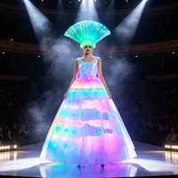 Robe de princesse en tulle LED Big Swing, costume lumineux pour parc à thème, défilé, spectacle sur scène avec éventail et coiffe assortis