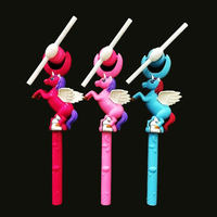 Vente en gros de moulins à vent licorne en plastique ABS avec LED clignotantes, baguette magique à piles, cadeau de fête sur le thème des princesses