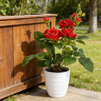 Dekorative Handgefertigte Künstliche Rote Rose Bonsai Künstliche Topfrose Pflegefreie Blume für Heim- und Hoteldekoration Zurück zur Schule