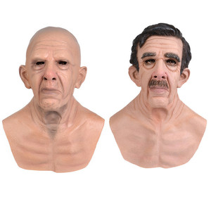 Scary Realistic Full Face Balding Old Man Mask para adultos Máscara <span class=keywords><strong>de</strong></span> fiesta <span class=keywords><strong>de</strong></span> Halloween en látex negro - Product Image 3