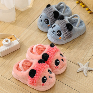 Nouvelles pantoufles en peluche ours panda pour enfants, douces, décoratives, dessin animé, hiver, avec coussin d'air, plateforme confortable, imprimées - Product Image 3