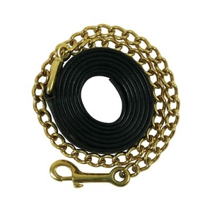 Correa de Cuero Resistente para Caballos con Cadena de Latón Sólido, Cuerda de Alta Calidad para Caballos, Equipo Ecuestre - Product Image 1
