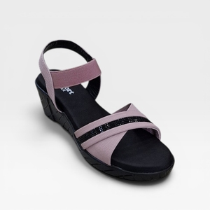 Sandales compensées roses pour femmes, élégantes, à brides croisées élastiques, faciles à enfiler, confortables, décontractées, légères, avec semelle antidérapante, pour l'été - Product Image 1