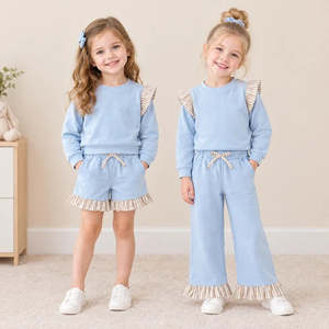 Ensemble de vêtements pour filles Trendyism Boutique, sweat-shirt à volants en coton, vêtements décontractés pour tout-petits, vêtements de fête - Product Image 5