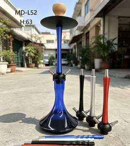 Modern Aluminum Alloy <b>Hookah</b> Set 2 Port Shisha Water <b>Pipe</b> Kit with Glass Base Gift Box for Bar and Travel - Product Image 3