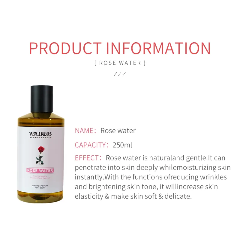 Personalizzare il Logo di riparazione della pelle naturale idratante viso Toner Spray rosa viso nebbia organico acqua di Rose