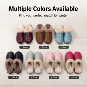 Yearning Unisex Luxurious slipper Platform <b>Slides</b> Cowhide Genuine Leather Mink fur High-End Waterproof Anti-Slip Breathable - Product Image 6