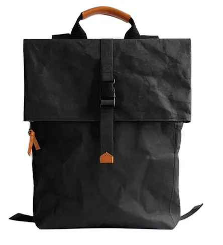 Tyvek कागज काले रूकसाक बैग, Rolltop शहर यात्रा शहरी साइकिल daypack पर्यावरण के अनुकूल बैग क्राफ्ट पेपर बैग