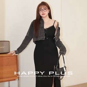 Chaqueta Vaquera Corta para Mujer Talla Grande, Estilo Retro, Color Negro Sólido, Algodón de Grosor Medio, Botones, Manga Larga - Product Image 2