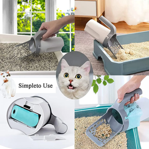 OEM 2 In 1 Tragbares Haustier Kätzchen Großer Griff und Mülls ack Katzen Reinigung Schaufel Katzenstreu schaufel Mit Beutel - Product Image 5
