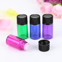 Petits flacons en verre pour huiles essentielles 1ml, 2ml, 3ml, vente en gros, mini échantillon, rose violet, bouchon interne et bouchon à vis