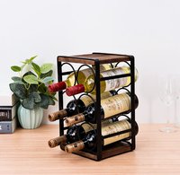 Pas besoin d'assemblage, élégant porte-bouteilles à 6 bouteilles en bois massif avec surface finition huile cirée et option de logo personnalisé