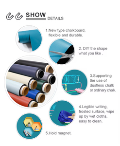 Juego completo interactivo personalizado de pizarras magnéticas autoadhesivas <span class=keywords><strong>Pizarra</strong></span> colorida con base <span class=keywords><strong>negra</strong></span> - Product Image 3