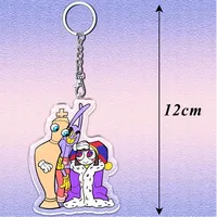 Porte-clés en acrylique 12 cm The Amazing Digital Circus, motif double face Pomni Jax Gangle, cadeau amusant pour enfants pour les fêtes