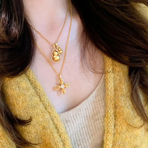This trending vajra <b>cross</b> necklace, a high-value, stylish new double-sided clavicle <b>chain</b>, is a live-streaming bestseller on - Product Image 4