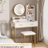 Coiffeuse moderne en panneaux MDF écologiques avec miroir sur pied et tiroirs pour hôtel, chambre, salon, appartement
