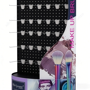 Custom Metal Pegboard Display Stand with <b>Hooks</b> for Makeup Brushes <b>Tools</b> Cosmetic Store Floor Standing Retail Merchandise - Product Image 5