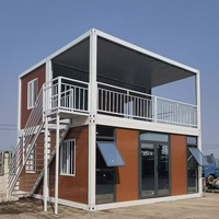 Casa Modular de Dos Pisos con Contenedores de Vidrio, Aislamiento, Diseño Transpirable e Ignífugo, Estilo Villa para Vivienda y Oficina