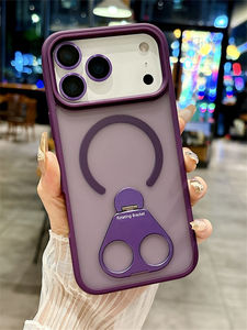 เคสโทรศัพท์มือถือแม่เหล็กฝ้าแบบหมุนได้สำหรับ iPhone 17 Air 16 15 PRO MAX ขาตั้งกล้องเลนส์กระจกฝาครอบที่จับแบบด้าน - Product Image 4