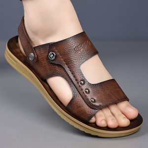 Sandales à lanières en T pour hommes, semelle souple, fond en caoutchouc, gris marron, chaussures de plage décontractées, à enfiler, taille adulte 40 41 42 43 44 - Product Image 2