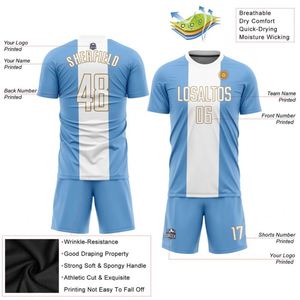 Ensemble maillot et short de football bleu clair et blanc – Tenue de performance pour l'entraînement en équipe, les matchs de ligue et le sport - Product Image 5