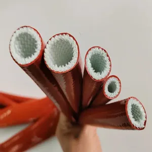 Hitzebeständige geflochtene Glasfaser-Silikon-Gummibeschichtung Feuerhülse für Kabel