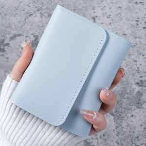 Factory Price Women's <b>Wallet</b> Card Holder Short Slim PU Leather Handmade Multifunction Fashion Simple Tri-Fold Purse for Gifts - Product Image 5