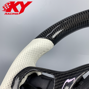 Volante deportivo personalizado de fibra de carbono y cuero blanco, compatible con BMW G20 G30 G21 G22 G32 G05 G06 G80 G87 M2 M3 M4 X3 X5 - Product Image 2