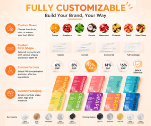 <span class=keywords><strong>Bandes</strong></span> <span class=keywords><strong>blanchissantes</strong></span> pour les <span class=keywords><strong>dents</strong></span> à saveur fruitée, vegan, sans produits sensibilisants, haute viscosité, pour blanchiment à sec, marque privée - Product Image 4