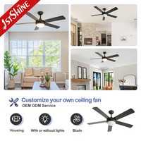Ventilateur de plafond silencieux avec lumière LED, design moderne professionnel, vente directe d'usine, excellent vendeur, décoration intérieure, télécommande 1stshine