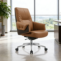 Chaise de bureau exécutive moderne en cuir, hauteur réglable, base pivotante, fonction d'inclinaison, coussin en mousse, utilisation en atelier/bureau