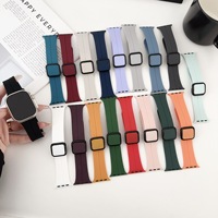 Nieuwe effenkleurige vierkante magnetische vouwsluiting siliconen horlogeband voor Apple Watch S987654321
