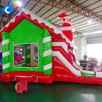 Château gonflable à thème de Noël, combo château gonflable avec toboggan pour la décoration d'événements de vacances en plein air
