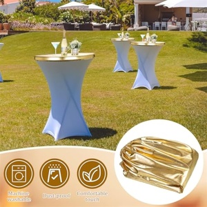 Bán buôn vàng bạc kim loại cocktail Spandex bảng Bìa bảng Top <span class=keywords><strong>Topper</strong></span> đàn hồi bảng cap Khăn trải bàn <span class=keywords><strong>Polyester</strong></span> tổ chức sự kiện - Product Image 2
