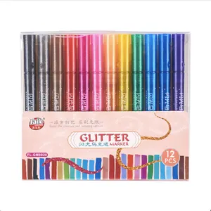 Canetas metálicas com marcadores de glitter, canetas com ponta fina e desenho artístico, canetas à base de água para fazer cartões de Natal, 12 cores