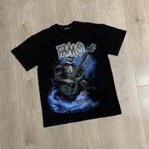 Dropshipping High Quality Custom Wholesale Cotton Breathable Short Sleeve Gothic Skull Print Luxury Brand <b>Hot</b> Drilling HARMONY T - Product Image 2
